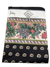 New Audrey Tablecloth Black Floral Dotted Center Flowered Edge 90” Round picture