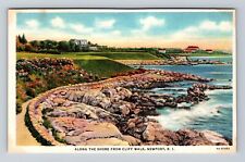 Newport RI-Rhode Island, Along The Shore From Cliff Walk, Vintage Postcard picture