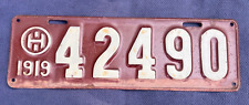 1919 OHIO VINTAGE LICENSE PLATE ORIGINAL 5 DIGIT 42490 MANCAVE COLLECTIBLE picture