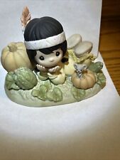 Precious Moments ~ Squashed w Love  ~ Indian Child with Pumpkin & Mouse Figurine picture