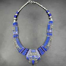 Beautiful Tibetan Rare Lapis lazuli Stone Silver plated unique Necklace picture