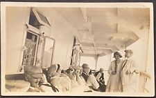 RPPC REAL PHOTO POSTCARD CROWD OF PEOPLE SITTING ON DECK OF STEAMER picture