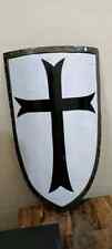 28'' Medieval Knight Templar Heater Shield Black Cross Knight Armor Shield picture