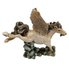 Vintage 1990s Resin Pegasus Hand Painted Figurine Running Clouds picture