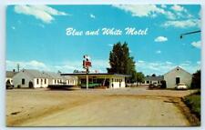 KALISPELL, MT Montana ~ Roadside BLUE & WHITE MOTEL c1950s Cars Postcard picture