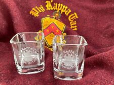 2 Vintage Phi Kappa Tau Foundation Scotch Cocktail Glasses Engraved Fraternity picture