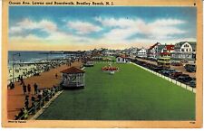 Vintage Postcard-Boardwalk,  Lawns & Houses at Bradley Beach NJ-Linen picture