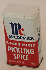 Vintage McCormick 1.25 oz 35g Whole Mixed Pickling Spice Tin Plastic Cap 1974 picture