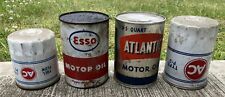 Vintage Empty  1 Quart Atlantic Esso Motor Oil  Cans AC Delco Oil Filters Auto picture