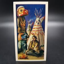 1963 Barratt The Wild West #25 Totem Pole & Wigwams Tobacco Cigarette Trade Card picture