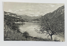 RPPC Brienz Switzerland Real Photo Postcard River Mountains Unposted picture
