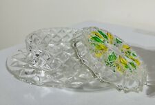 Vintage Clear Crystal Glass Lidded Trinket Dish Vanity Jar Dressing Table picture