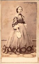 Lovely Young Woman in Decorated Dress, 1860s CDV Photo. #2075 picture