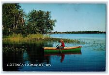 1962 Greetings From Bruce Boating Paddling Lake Swamp View Wisconsin WI Postcard picture