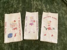 Rare Vintage Set of 3 Embroidered Guest Hand Towels picture