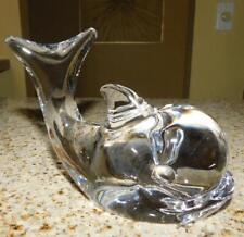 RARE DAUM MADE IN FRANCE CRYSTAL CLEAR WHALE FIGURINE - NO SCRATCHES picture