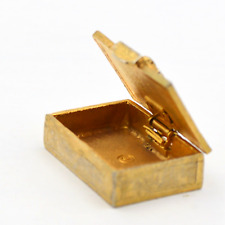 Victorian Snuff Box - Gold Tone Metal with Rhinestone Buckle  Multi-Use Pill Box picture