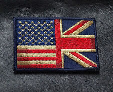 USA UK FLAG SUBDUED EMBROIDERED MILITARY 3 INCH HOOK TACTICAL PATCH  picture