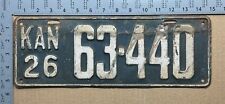 1926 Kansas license plate 63-440 YOM DMV Ford Chevy Dodge 15858 picture