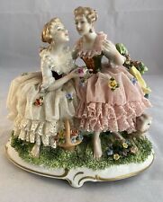 Antique Unterweissbach Dresden Porcelain Crinoline Lace Figurine W/Floral Motif picture