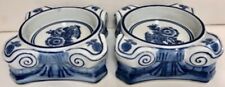 Rare 1940's Vintage Chinese Decor Bowls - Blue and White Hand Painted Porcelain picture