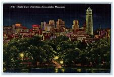 Minneapolis Michigan MI Postcard Night View Of Skyline Loring Park Building picture
