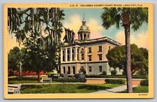 Postcard FL Lake City Columbia County Court House Linen  picture