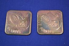 2 Vintage Cub Scout 50 yr 1980 Metal Coin Token picture