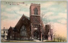 Mount Gilead Ohio 1908 Postcard M.E. Church & Parsonage picture