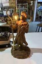 Hand Carved Wooden Colonial Man Holding A Lamplighter Table Lamp picture