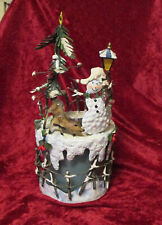 Vtg Home Interior Metal Candle Holder Topper & Bottom Christmas Tree Snowman picture