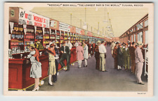 Postcard Vintage Mexacali Beer Hall Longest Bar in the World Tijuana, Mexico picture