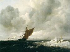 Oil painting Jacob Isaakszoon Van Ruisdael Stormy-Sea-with-Sailing-Boats seascap picture