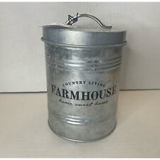 Galvanized  Metal Farmhouse Cannister Lid with handle New With Tags picture