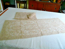 Set of Antique Italian Reticella Needle Lace Runner + 8 Placemats picture