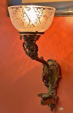 Lovely Pair of 1920-30’s Victorian Gooseneck Wall Sconces & Gas / Oil Shades picture