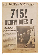 715 Henry Does It - 1974 NY Daily News Newspaper - Original picture
