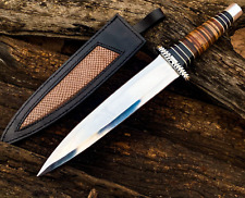 Premium Hunting Knife - Handmade J2 Steel Dagger Knife Leather Handle W/Sheath picture