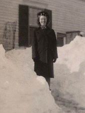 4W Photograph 1940's Pretty Woman Lovely Lady Poses Portrait After Snow Storm  picture