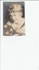 POSTCARD RPPC PHOTO OF YOUNG LADY DEDICATED ID , HEAD BAND,AMERICAN FLAG . picture