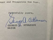 SIGNED  Letter by legendary Hartford Mayor George A. Athanson 1973 Connecticut picture