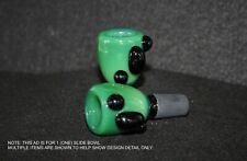 14mm LUCKY GREEN Slide Bowl w/Black Grips Tobacco Glass Slide bowl 14 mm male picture