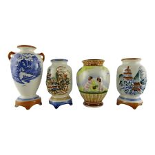 Lot of 4 Vintage Small Bud Vases Made In Occupied Japan, Ceramic Scenes picture