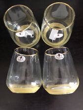 Cristalleria Fratelli Fumo Italian Stemless Wine Glasses Set of 4 NWT picture