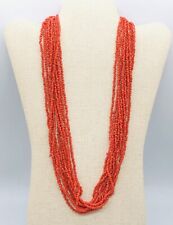 Vtg Beautiful Un-dyed Red Glass Chips Nuggets 10 Strands Necklace 23” picture