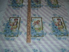 Vtg 90s Victorian Romantic Valentine Postcard Quilt Sew Cotton Fabric 46x42 #SFB picture