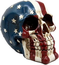 Ebros Patriotic US American Flag Star Spangled Banner Skull Decorative Figurine  picture