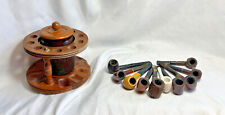 VTG Dun - Rite Duraglas Humidor Jar Pipe Stand W/ 10 Mixed Brand Smoking Pipes  picture