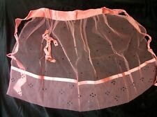 Vintage Hostess Apron Pink Netting Black Sequins AP143 picture