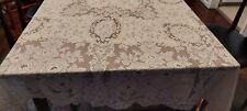 Quaker Lace Vtg Ivory Tablecloth with Quaker Label 60x90 very good picture